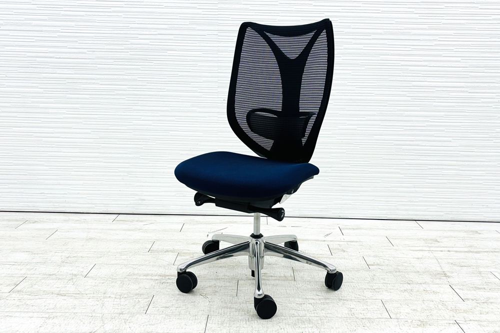 サブリナチェア 中古 オカムラ OKAMURA Sabrina ハイバック 肘無 中古オフィス家具 事務椅子 オフィスチェア ダークブルーの画像