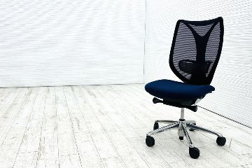 サブリナチェア 中古 オカムラ OKAMURA Sabrina ハイバック 肘無 中古オフィス家具 事務椅子 オフィスチェア ダークブルーの画像