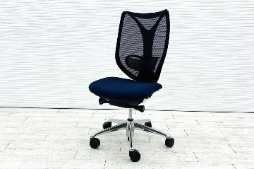 サブリナチェア 中古 オカムラ OKAMURA Sabrina ハイバック 肘無 中古オフィス家具 事務椅子 オフィスチェア ダークブルーの画像