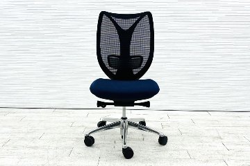 サブリナチェア 中古 オカムラ OKAMURA Sabrina ハイバック 肘無 中古オフィス家具 事務椅子 オフィスチェア ダークブルーの画像