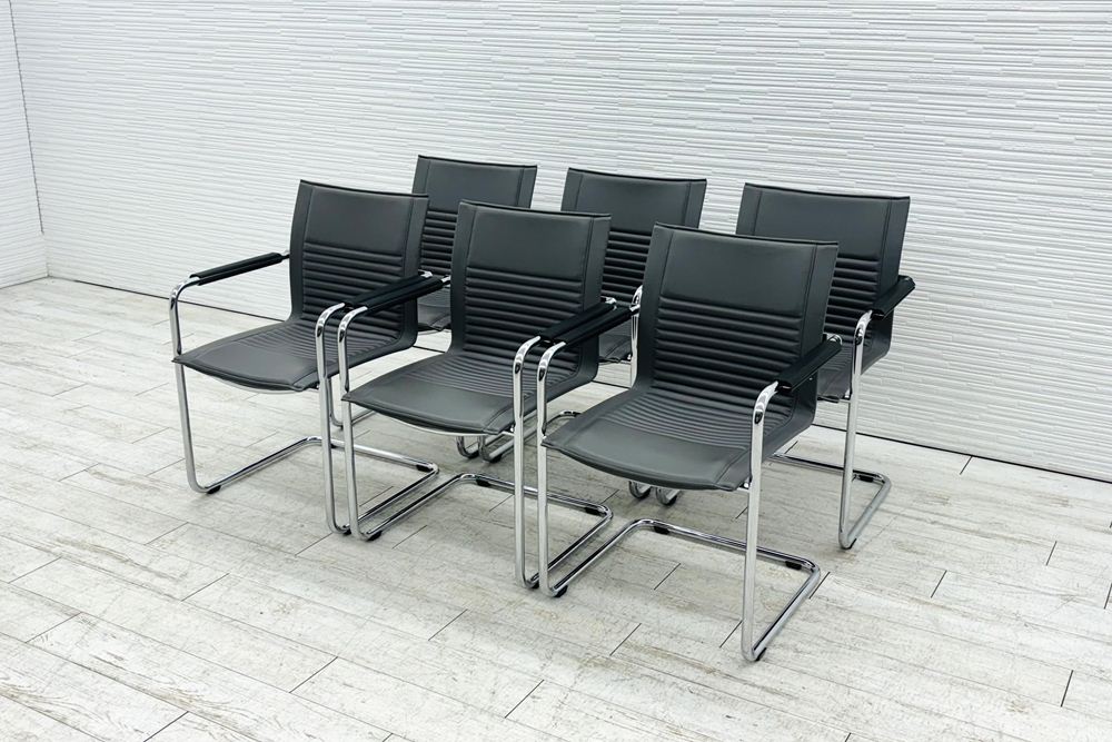 【6脚セット】 オカムラ ドライプンクト ダイアログシリーズ 中古 ミーティングチェア 多目的チェア 8391RD-PB24の画像