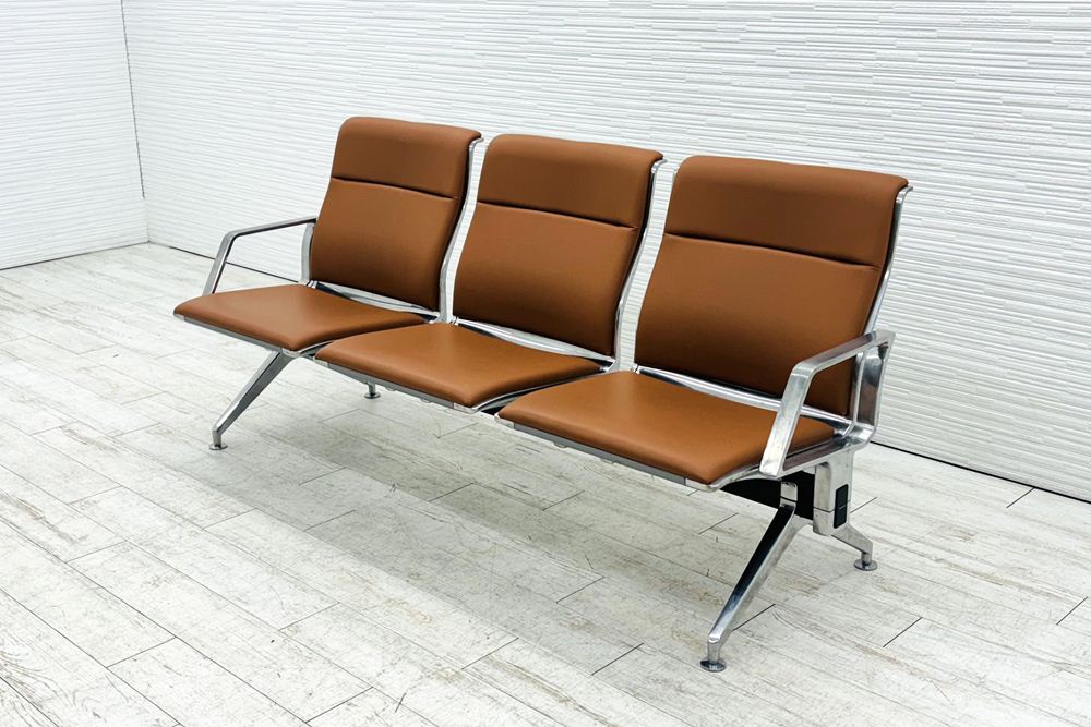 オカムラ アルブロード 中古 ロビーベンチ 長椅子 OKAMURA ALBROAD 3人掛け用ベンチ 中古オフィス家具 1846/650/845の画像