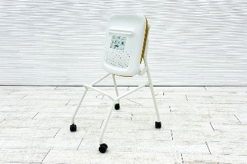 ルナチェア オカムラ 中古 ミーティングチェア ネスティングチェア 会議椅子 中古オフィス家具 81S1AY イエローの画像