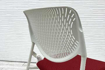 オカムラ ルナチェア 中古  ミーティングチェア 中古チェア 会議椅子 中古オフィス家具 81S1AY レッドの画像