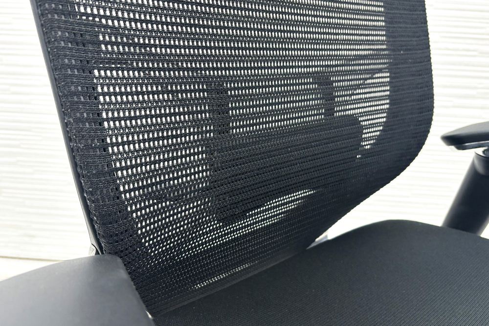 バロンチェア オカムラ 中古 OKAMURA Baron 中古オフィス家具 ポリッシュフレーム メッシュ ハイバック ランバーサポート ブラックの画像