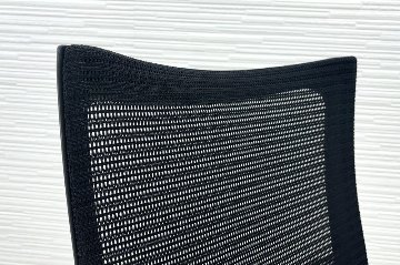 バロンチェア オカムラ 中古 OKAMURA Baron 中古オフィス家具 ポリッシュフレーム メッシュ ハイバック ランバーサポート ブラックの画像