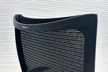 バロンチェア オカムラ 中古 OKAMURA Baron 中古オフィス家具 ポリッシュフレーム メッシュ ハイバック ランバーサポート ブラックの画像