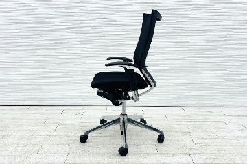 バロンチェア オカムラ 中古 OKAMURA Baron 中古オフィス家具 ポリッシュフレーム メッシュ ハイバック ランバーサポート ブラックの画像