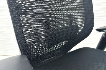 バロンチェア オカムラ 中古 OKAMURA Baron 中古オフィス家具 ポリッシュフレーム メッシュ ハイバック ランバーサポート ブラックの画像