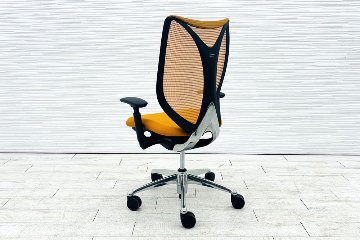 オカムラ サブリナチェア スタンダード 中古 2014年製 ハイバック 可動肘 中古オフィス家具 アジャストアーム OKAMURA Sabrina オレンジの画像