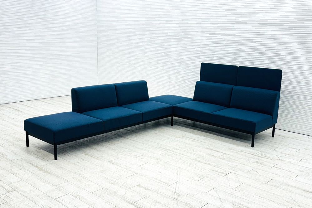 コクヨ コレッソ Collesso 中古 オフィスラウンジ 応接ソファー ラウンジソファ ラウンジチェア ソファー 中古オフィス家具 ブルー2800/2100/1000の画像