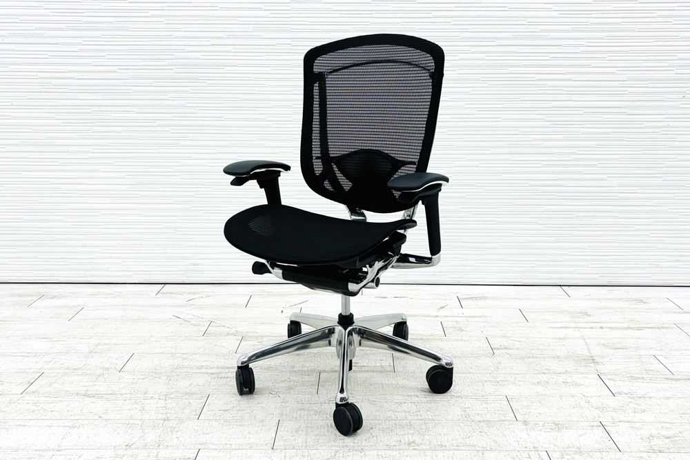 オカムラ コンテッサセコンダ 中古 Contessa seconda コンテッサチェア 2019年製 中古オフィス家具 メッシュ ブラック CC81BS-FPG1の画像