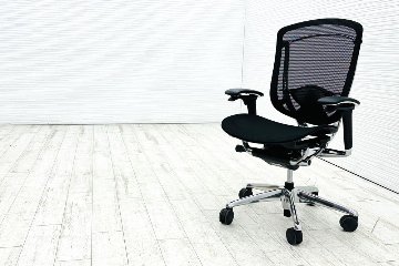 オカムラ コンテッサセコンダ 中古 Contessa seconda コンテッサチェア 2019年製 中古オフィス家具 メッシュ ブラック CC81BS-FPG1の画像
