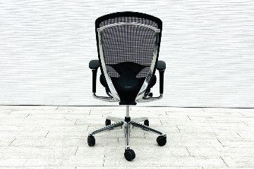 オカムラ コンテッサセコンダ 中古 Contessa seconda コンテッサチェア 2019年製 中古オフィス家具 メッシュ ブラック CC81BS-FPG1の画像
