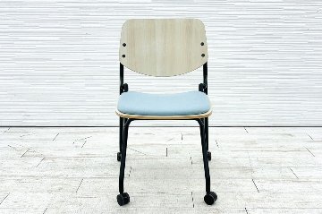 オカムラ ライブス ネスティングチェア 中古 【4脚セット】 Lives Nesting Chair ミーティングチェア 会議椅子 中古オフィス家具 セージの画像