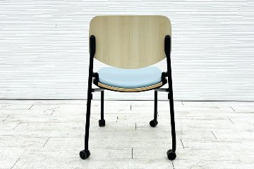 オカムラ ライブス ネスティングチェア 中古 【4脚セット】 Lives Nesting Chair ミーティングチェア 会議椅子 中古オフィス家具 セージの画像