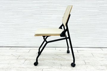 オカムラ ライブス ネスティングチェア 中古 Lives Nesting Chair ミーティングチェア 会議椅子 中古オフィス家具 ベージュの画像