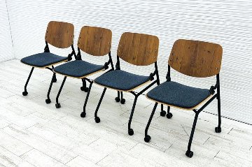 オカムラ ライブス ネスティングチェア 中古 【4脚セット】 Lives Nesting Chair ミーティングチェア 会議椅子 中古オフィス家具 インディゴの画像