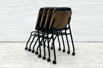 オカムラ ライブス ネスティングチェア 中古 【4脚セット】 Lives Nesting Chair ミーティングチェア 会議椅子 中古オフィス家具 インディゴの画像