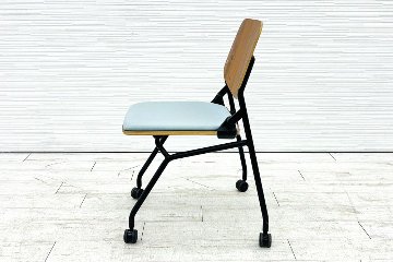 オカムラ ライブス ネスティングチェア 中古 【4脚セット】 Lives Nesting Chair ミーティングチェア 会議椅子 中古オフィス家具 セージの画像
