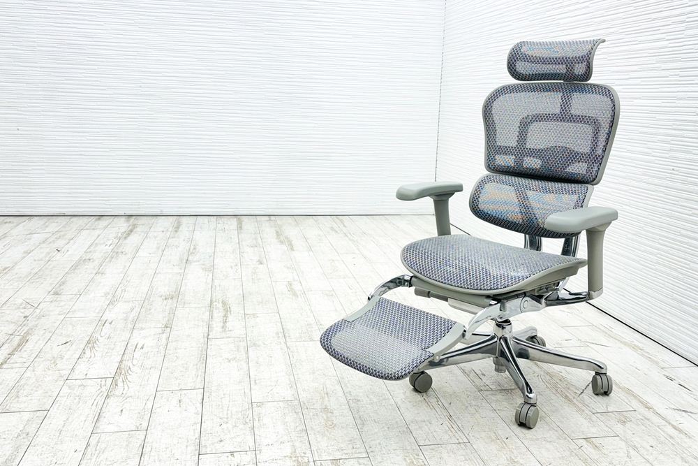 【未使用品】 自社保証有 エルゴヒューマンプロ2 オットマン 中古 ergohuman PRO2 Ottoman 中古オフィス家具 GYフレーム ホワイトメッシュ メモリーロッキング付の画像