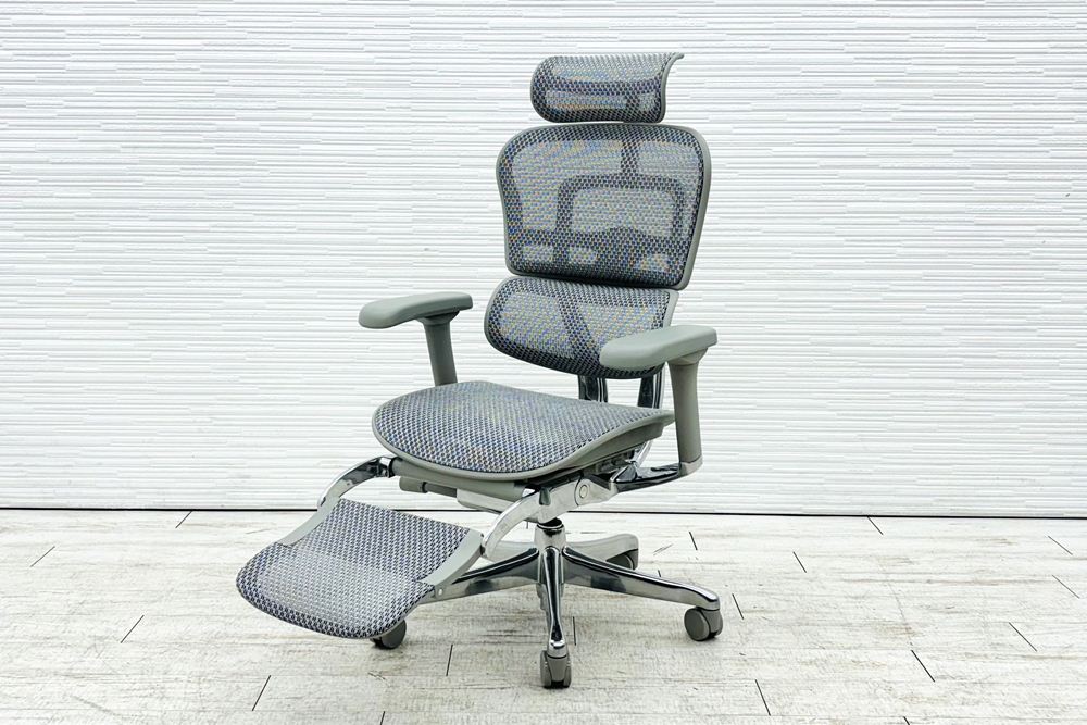 【未使用品】 自社保証有 エルゴヒューマンプロ2 オットマン 中古 ergohuman PRO2 Ottoman 中古オフィス家具 GYフレーム ホワイトメッシュ メモリーロッキング付の画像