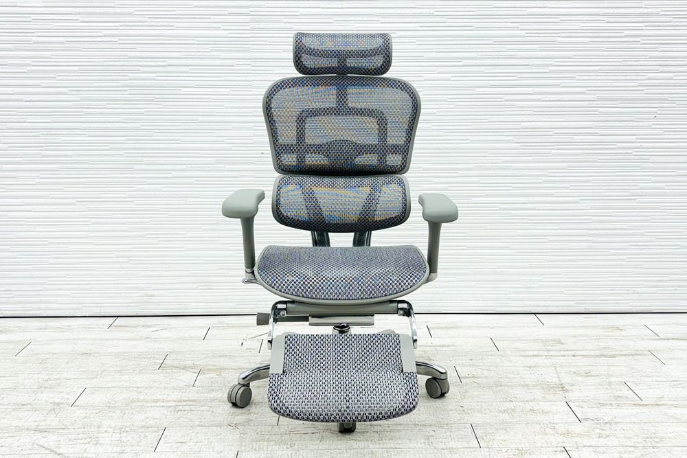 【未使用品】 自社保証有 エルゴヒューマンプロ2 オットマン 中古 ergohuman PRO2 Ottoman 中古オフィス家具 GYフレーム ホワイトメッシュ メモリーロッキング付の画像