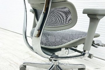 【未使用品】 自社保証有 エルゴヒューマンプロ2 オットマン 中古 ergohuman PRO2 Ottoman 中古オフィス家具 GYフレーム ホワイトメッシュ メモリーロッキング付の画像