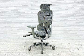【未使用品】 自社保証有 エルゴヒューマンプロ2 オットマン 中古 ergohuman PRO2 Ottoman 中古オフィス家具 GYフレーム ホワイトメッシュ メモリーロッキング付の画像