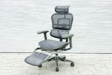 【未使用品】 自社保証有 エルゴヒューマンプロ2 オットマン 中古 ergohuman PRO2 Ottoman 中古オフィス家具 GYフレーム ホワイトメッシュ メモリーロッキング付の画像