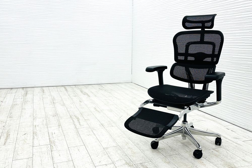 【未使用品】 自社保証有 エルゴヒューマンプロ2 オットマン 中古 ergohuman PRO2 Ottoman 中古オフィス家具 BKフレーム ブラック メモリーロッキング付の画像