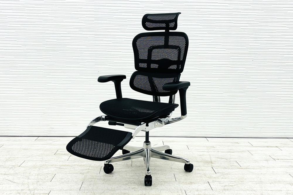 【未使用品】 自社保証有 エルゴヒューマンプロ2 オットマン 中古 ergohuman PRO2 Ottoman 中古オフィス家具 BKフレーム ブラック メモリーロッキング付の画像