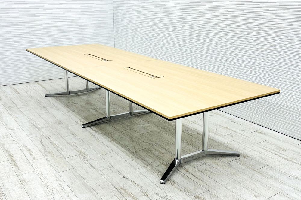 オカムラ ラティオ 中古 幅3600 大型会議テーブル ミーティングテーブル 会議机 四角天板 中古オフィス家具 3600/1200/720の画像