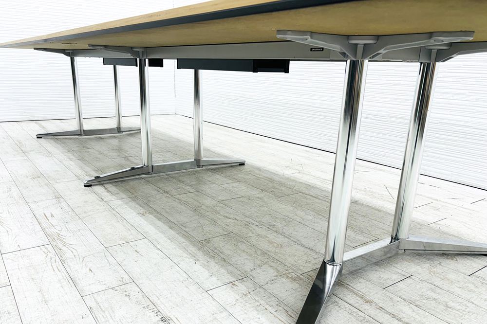 オカムラ ラティオ 中古 幅3600 大型会議テーブル ミーティングテーブル 会議机 四角天板 中古オフィス家具 3600/1200/720の画像