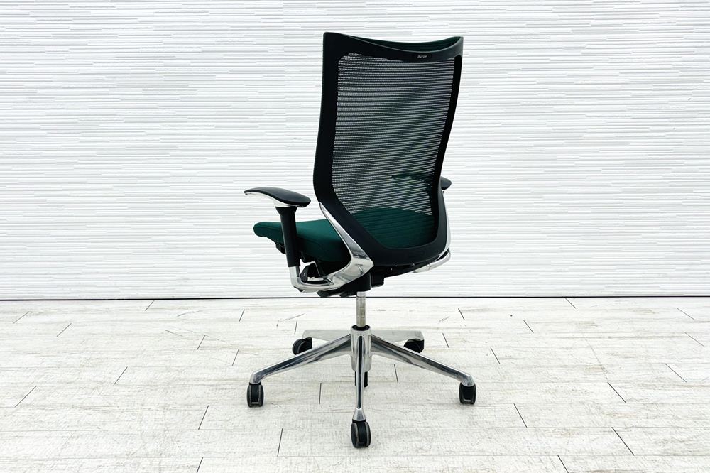 バロンチェア 中古 オカムラ OKAMURA Baron 可動肘 ハイバック ポリッシュフレーム 中古オフィス家具 座クッションの画像