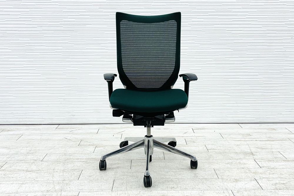 バロンチェア 中古 オカムラ OKAMURA Baron 可動肘 ハイバック ポリッシュフレーム 中古オフィス家具 座クッションの画像