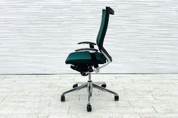 バロンチェア 中古 オカムラ OKAMURA Baron 可動肘 ハイバック ポリッシュフレーム 中古オフィス家具 座クッションの画像