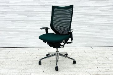 バロンチェア 中古 オカムラ OKAMURA Baron 可動肘 ハイバック ポリッシュフレーム 中古オフィス家具 座クッションの画像