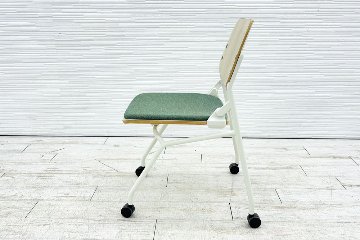 オカムラ ライブス ネスティングチェア 中古 Lives Nesting Chair ミーティングチェア 会議椅子 中古オフィス家具 ダークグリーンの画像