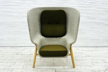 デフォルム プライバシーチェア 中古 ラウンジチェア Pod PET Felt Privacy Chair 中古オフィス家具 フレーム/グレー クッション/カーキの画像