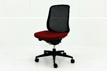 コクヨ シロッコチェア 中古 Scirocco(シロッコ)シリーズ 可動肘 KOKUYO 中古オフィス家具 レッド/ブラックの画像