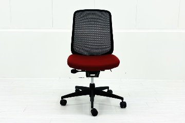 コクヨ シロッコチェア 中古 Scirocco(シロッコ)シリーズ 可動肘 KOKUYO 中古オフィス家具 レッド/ブラックの画像
