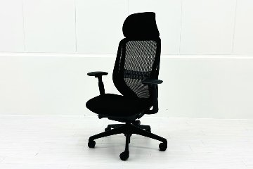 オカムラ シルフィーチェア 中古 2019年製 エクストラハイバック 可動肘 OKAMURA Sylphy 中古オフィス家具 ブラックの画像