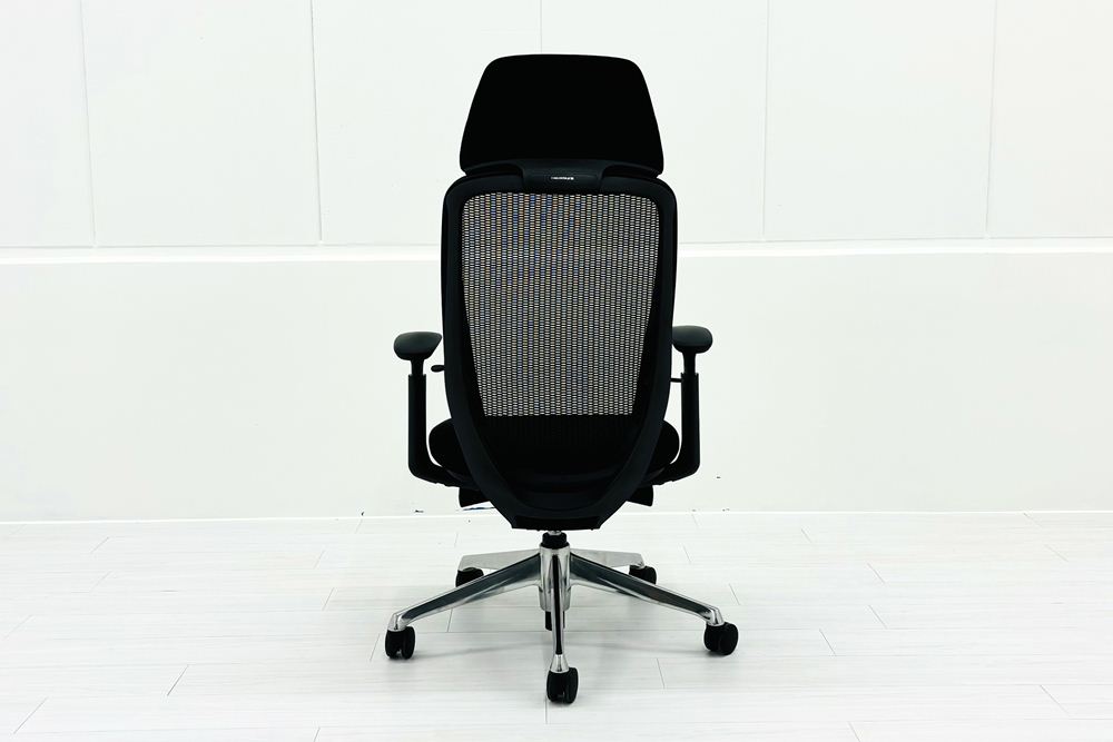オカムラ シルフィーチェア 中古 2019年製 エクストラハイバック ヘッドレスト付 可動肘 OKAMURA Sylphy 中古オフィス家具 ブラックの画像