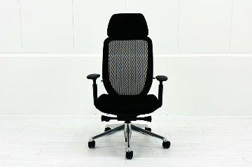 オカムラ シルフィーチェア 中古 2019年製 エクストラハイバック ヘッドレスト付 可動肘 OKAMURA Sylphy 中古オフィス家具 ブラックの画像