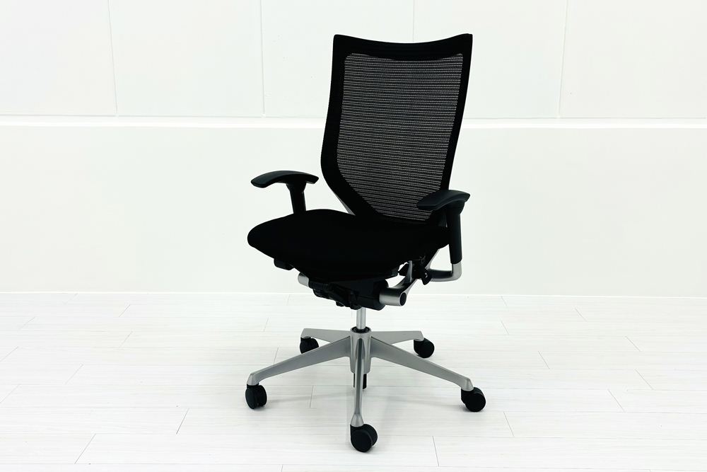 中古 バロンチェア オカムラ OKAMURA Baron 中古オフィス家具 ハイバック 可動肘 ブラックの画像