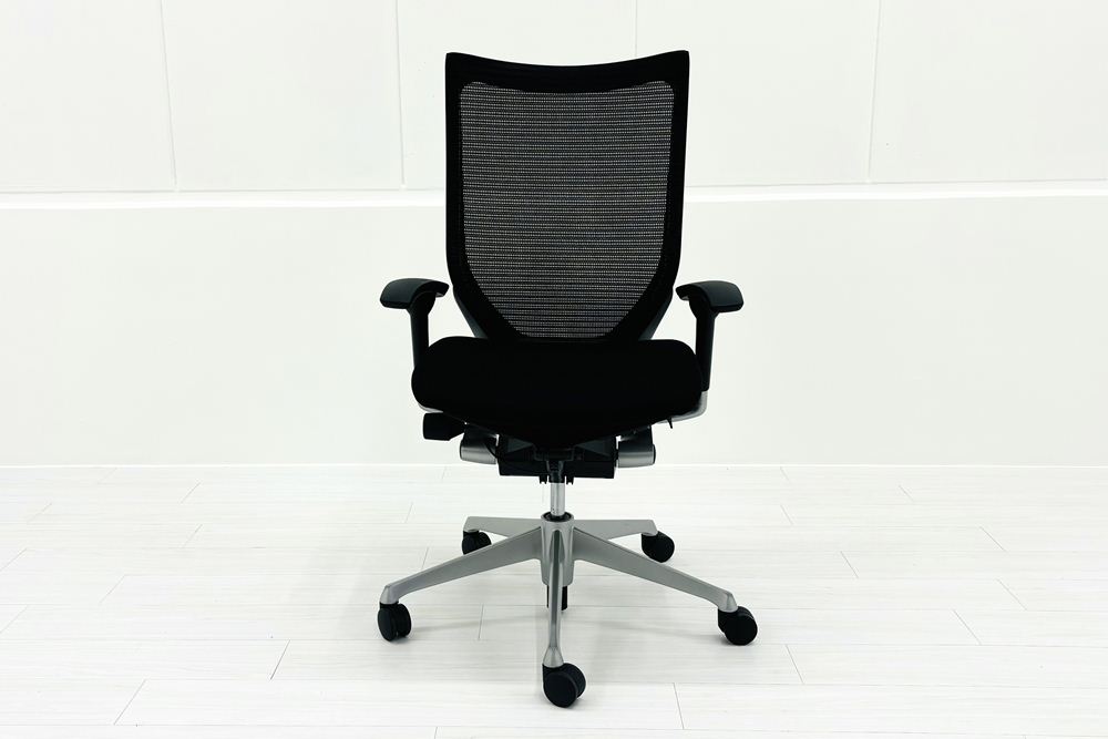 中古 バロンチェア オカムラ OKAMURA Baron 中古オフィス家具 ハイバック 可動肘 ブラックの画像