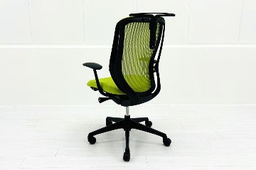 オカムラ シルフィーチェア 中古 2016年製 ハイバック 固定肘 OKAMURA Sylphy 中古オフィス家具 ライムグリーン C646XR-FMP5の画像