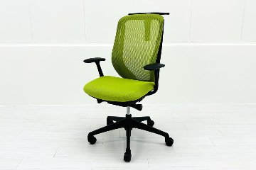 オカムラ シルフィーチェア 中古 2016年製 ハイバック 固定肘 OKAMURA Sylphy 中古オフィス家具 ライムグリーン C646XR-FMP5の画像