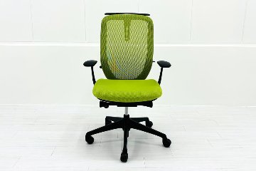 オカムラ シルフィーチェア 中古 2016年製 ハイバック 固定肘 OKAMURA Sylphy 中古オフィス家具 ライムグリーン C646XR-FMP5の画像